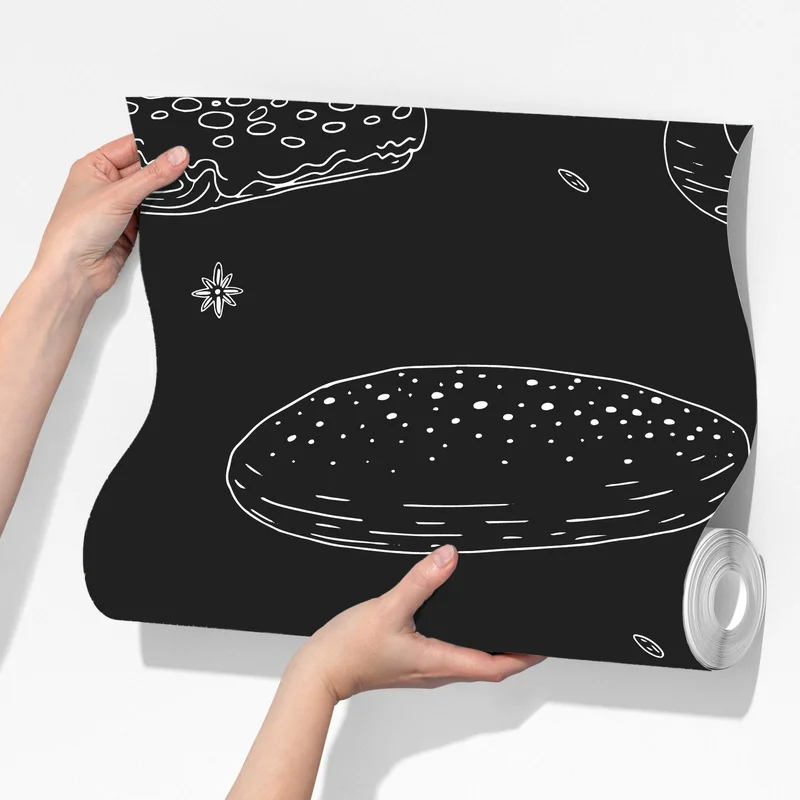 Fototapete handgezeichnetes gebäckmuster auf dunklem hintergrund Fototapete handgezeichnetes gebäckmuster auf dunklem hintergrund