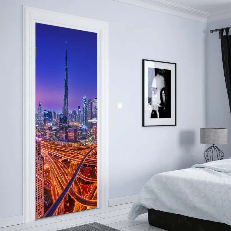 Türaufkleber Dubai panorama bei dämmerung