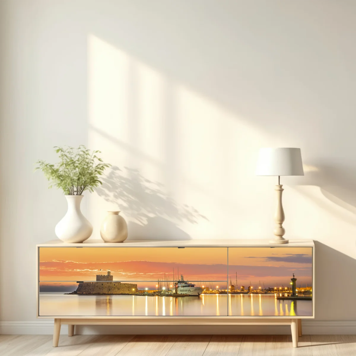 Repositionierbarer Aufkleber festung Agios Nikolaos im Hafen Mandraki, Rhodos Repositionierbarer Aufkleber festung Agios Nikolaos im Hafen Mandraki, Rhodos