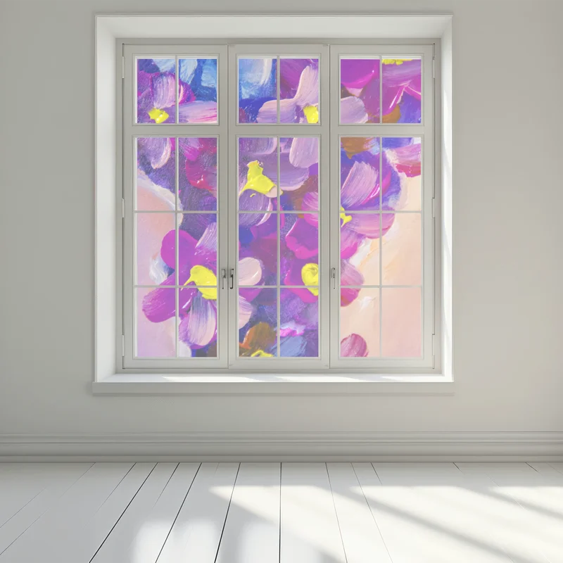 Fensteraufkleber intensiver violetter blumenstrauß