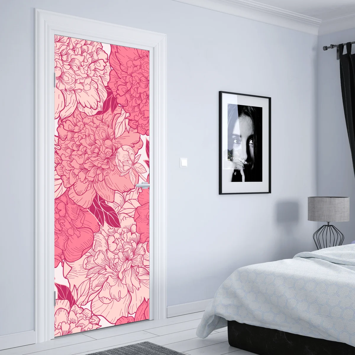 Türaufkleber rosa pfingstrosenmuster Türaufkleber rosa pfingstrosenmuster