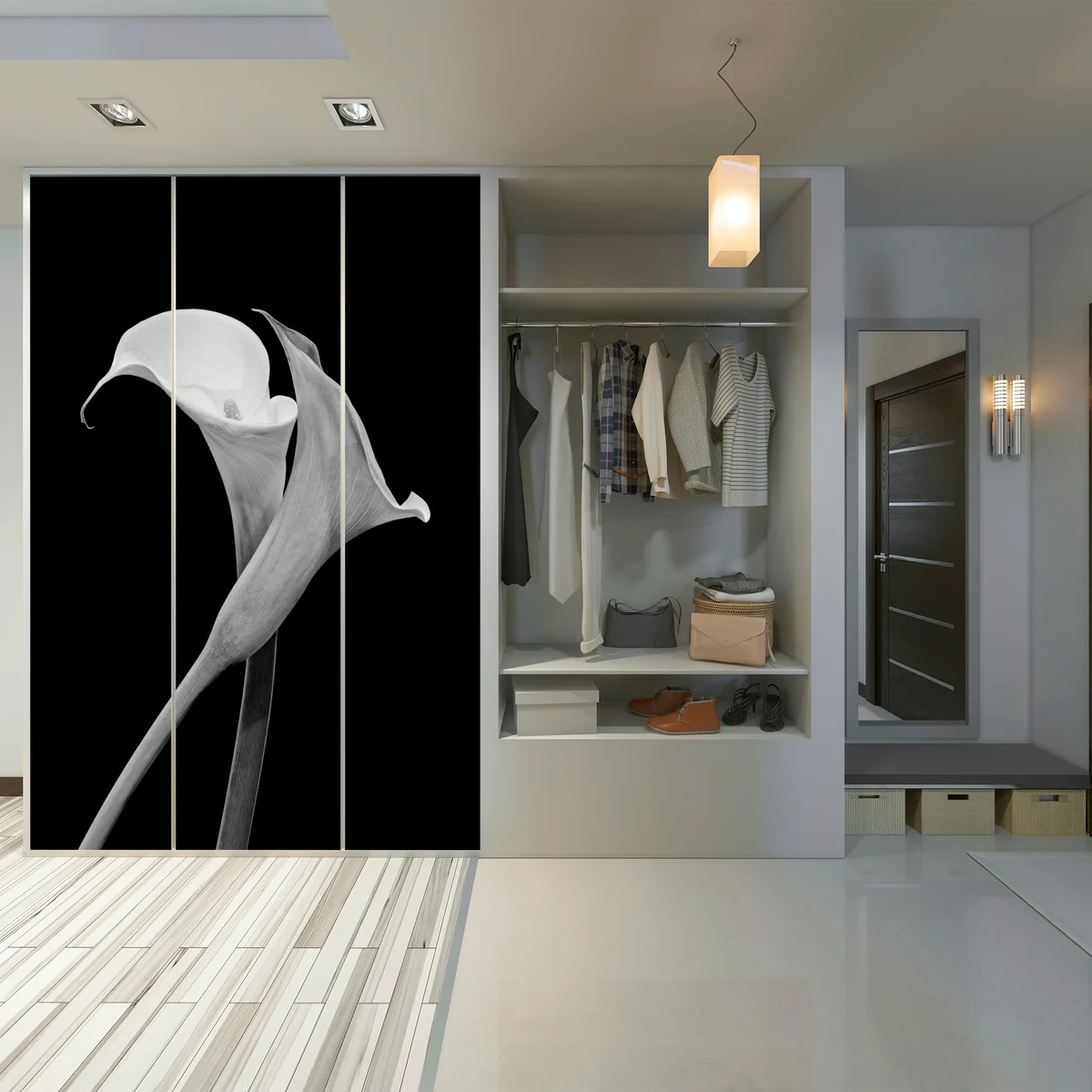 Schrankaufkleber elegante callas in monochrom Schrankaufkleber elegante callas in monochrom