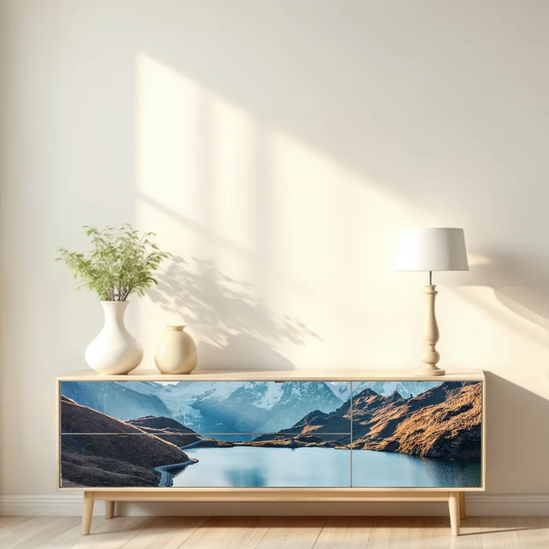 Repositionierbarer Aufkleber sonnenaufgang über Bachalpsee, Schweizer Alpen Repositionierbarer Aufkleber sonnenaufgang über Bachalpsee, Schweizer Alpen