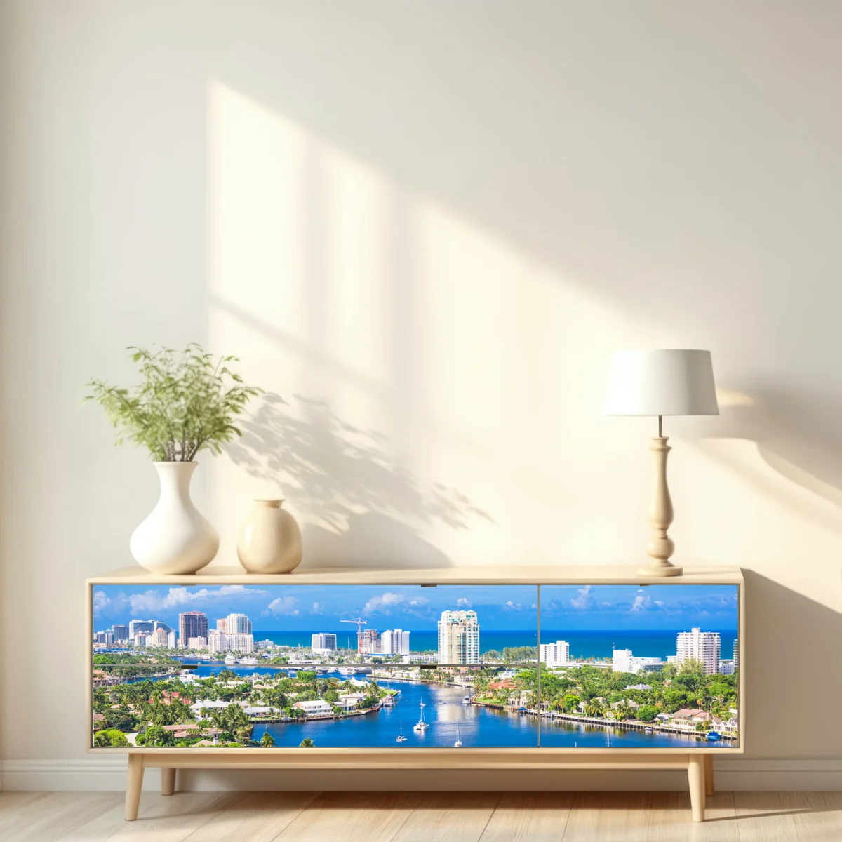 Repositionierbarer Aufkleber Fort Lauderdale stadtskyline am meer Repositionierbarer Aufkleber Fort Lauderdale stadtskyline am meer