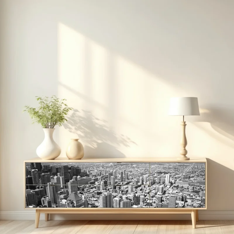 Repositionierbarer Aufkleber Chicago skyline in graustufen