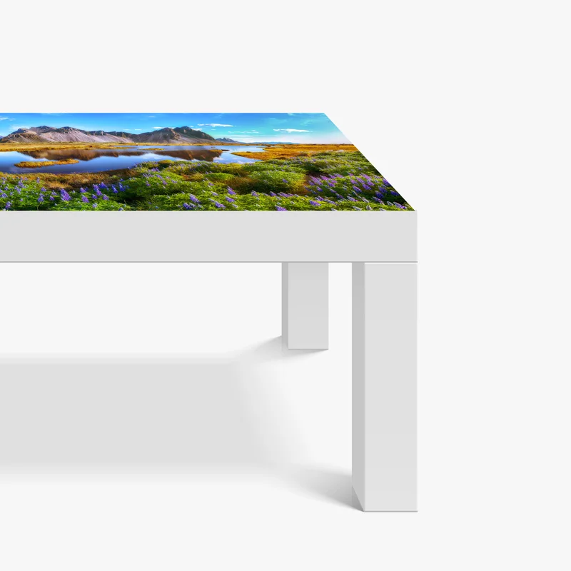 Tischaufkleber und Schreibtischaufkleber lebendige lupinenwiesen bei Vestrahorn, Island
