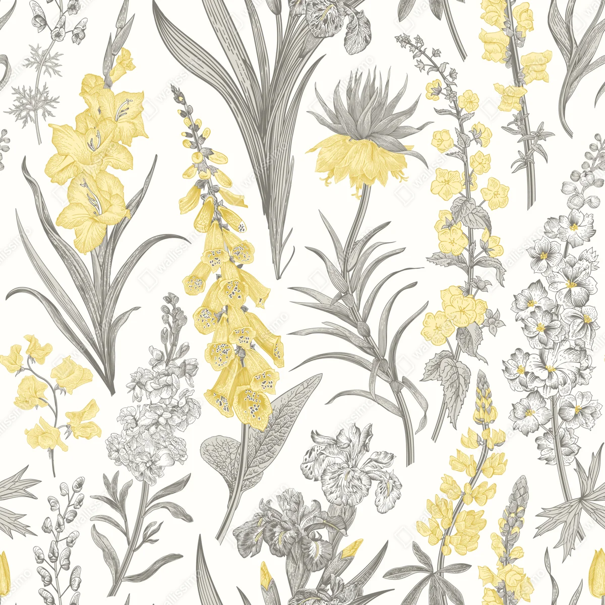 Tischaufkleber und Schreibtischaufkleber vintage botanisches blumenmuster in gelb und grau Tischaufkleber und Schreibtischaufkleber vintage botanisches blumenmuster in gelb und grau