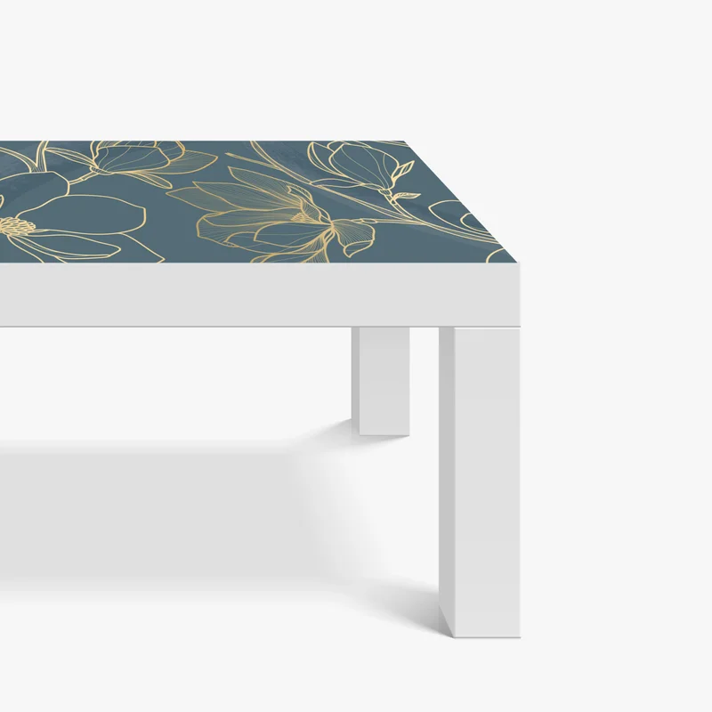 Tischaufkleber und Schreibtischaufkleber goldene magnolie auf türkisfarbenem hintergrund Tischaufkleber und Schreibtischaufkleber goldene magnolie auf türkisfarbenem hintergrund