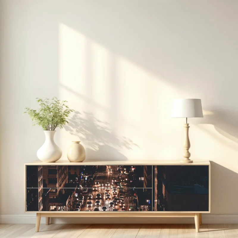 Repositionierbarer Aufkleber Manhattan nächtliche avenue