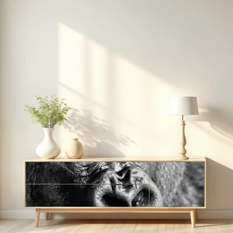 Repositionierbarer Aufkleber intensives gorilla-porträt in schwarzweiß