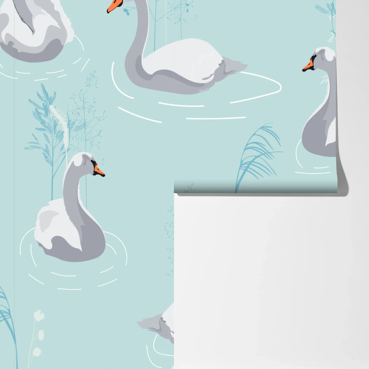 Fototapeta delikatne łabędzie na turkusowym stawie Fototapeta delikatne łabędzie na turkusowym stawie