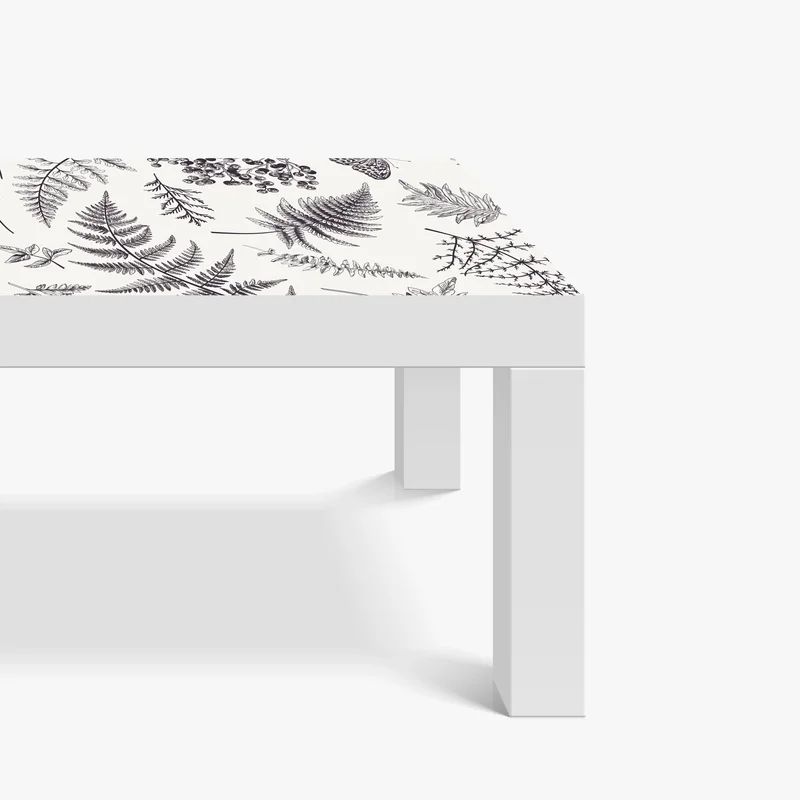 Tischaufkleber und Schreibtischaufkleber monochromes botanisches blättermuster