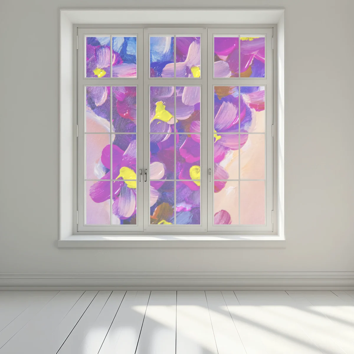 Naklejka na okno wibrujący fioletowy bukiet kwiatów Naklejka na okno wibrujący fioletowy bukiet kwiatów