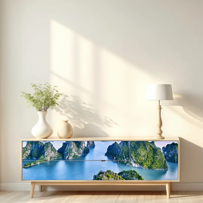 Repositionierbarer Aufkleber Halong-Bucht panorama der kalksteininseln