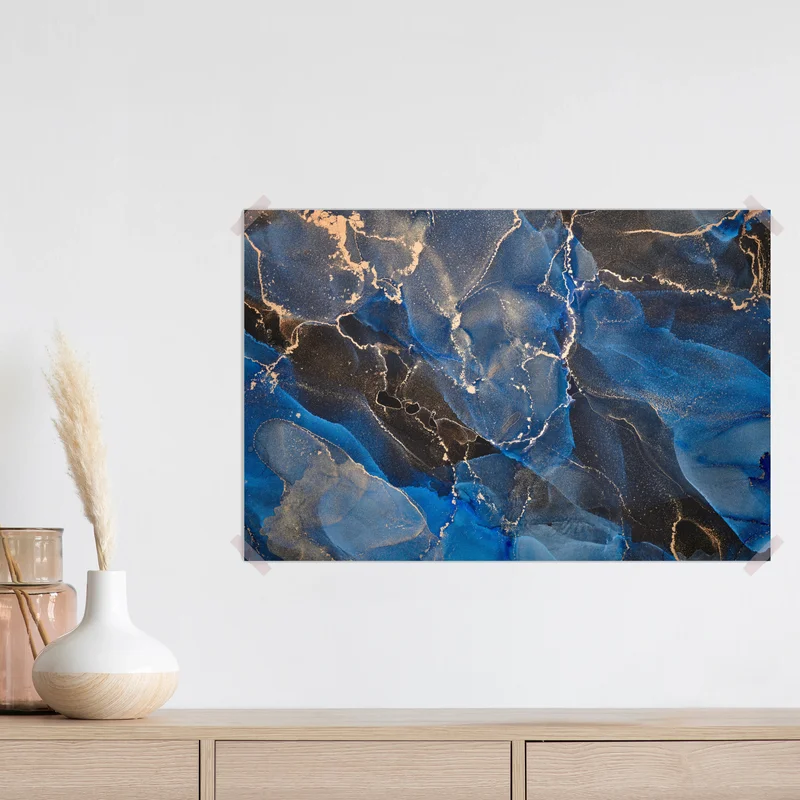 Poster luxuriöse blaue und goldene abstrakte wellen Poster luxuriöse blaue und goldene abstrakte wellen