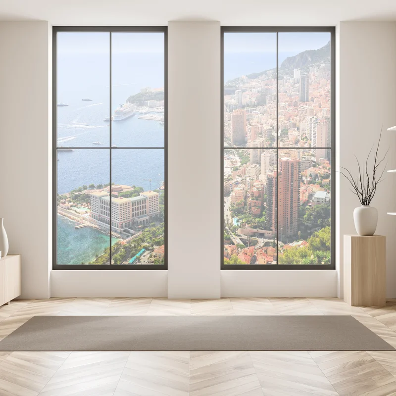 Fensteraufkleber sonnige panoramasicht einer küstenstadt Fensteraufkleber sonnige panoramasicht einer küstenstadt