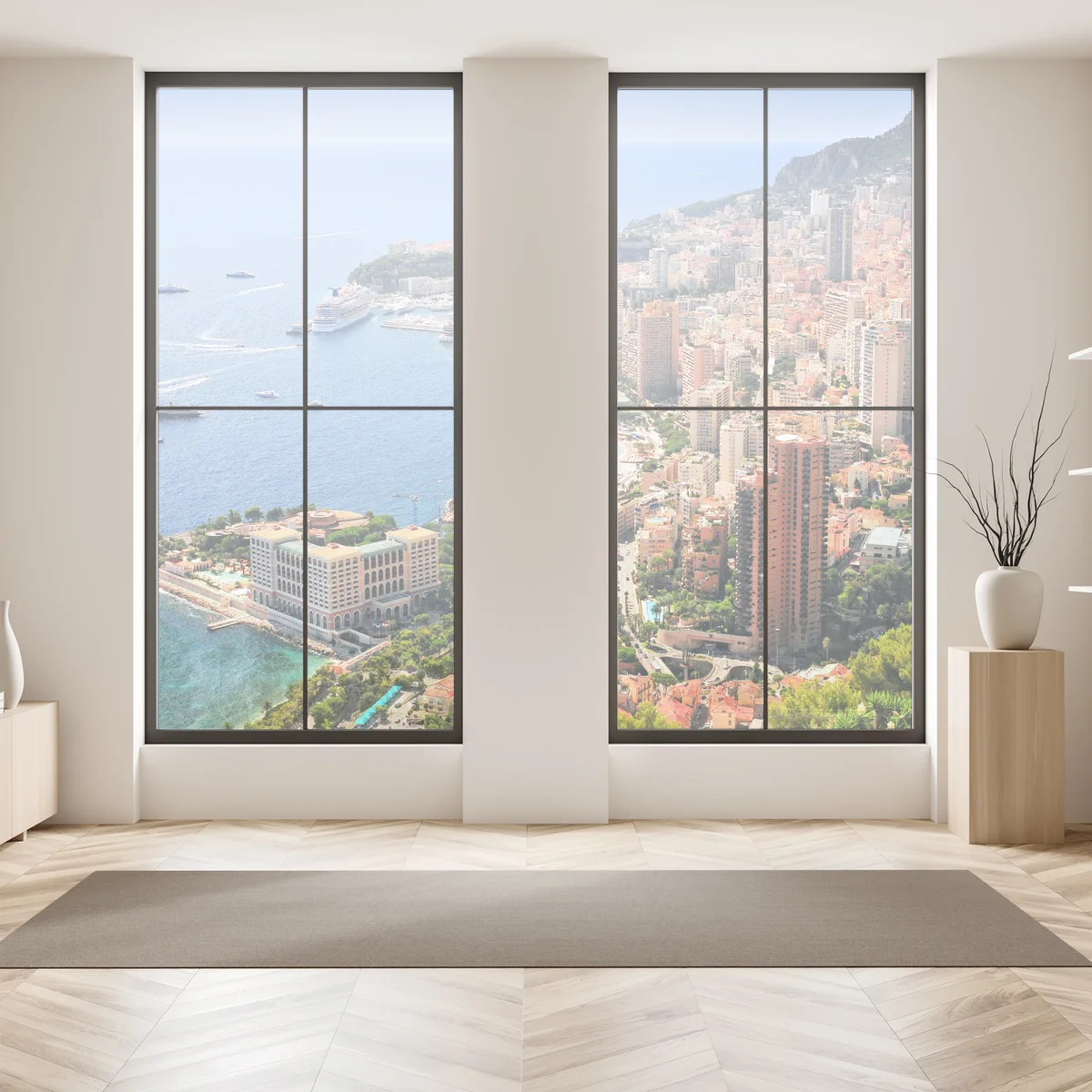 Fensteraufkleber sonnige panoramasicht einer küstenstadt Fensteraufkleber sonnige panoramasicht einer küstenstadt