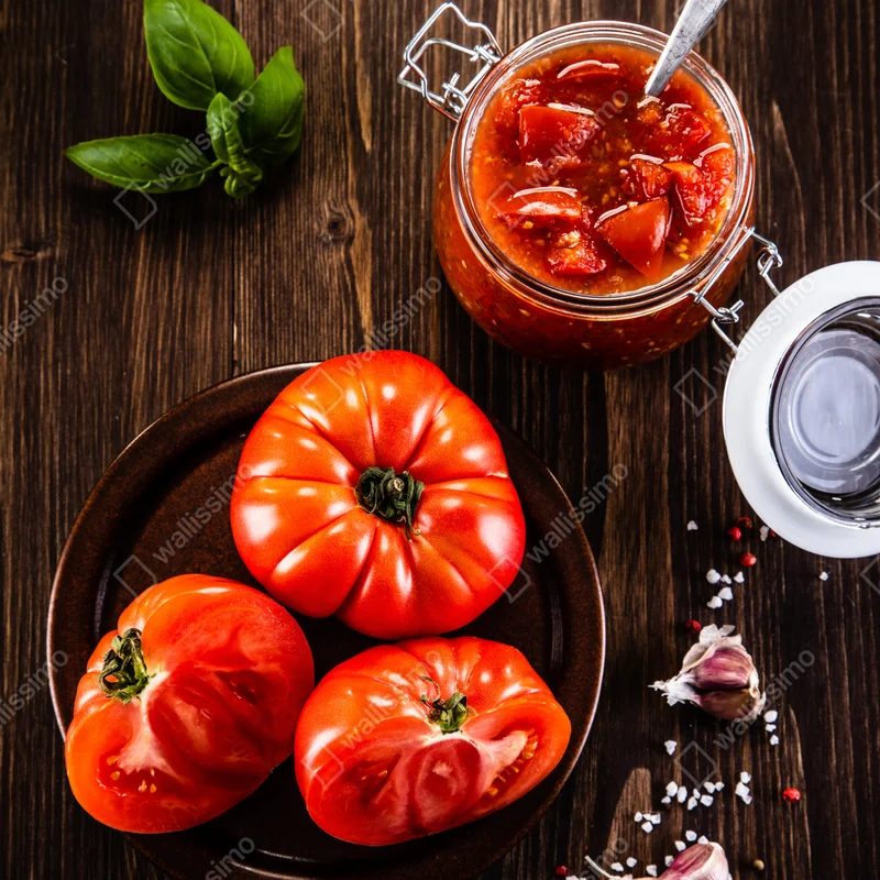 Fensteraufkleber frische tomaten und hausgemachte tomatensauce Fensteraufkleber frische tomaten und hausgemachte tomatensauce