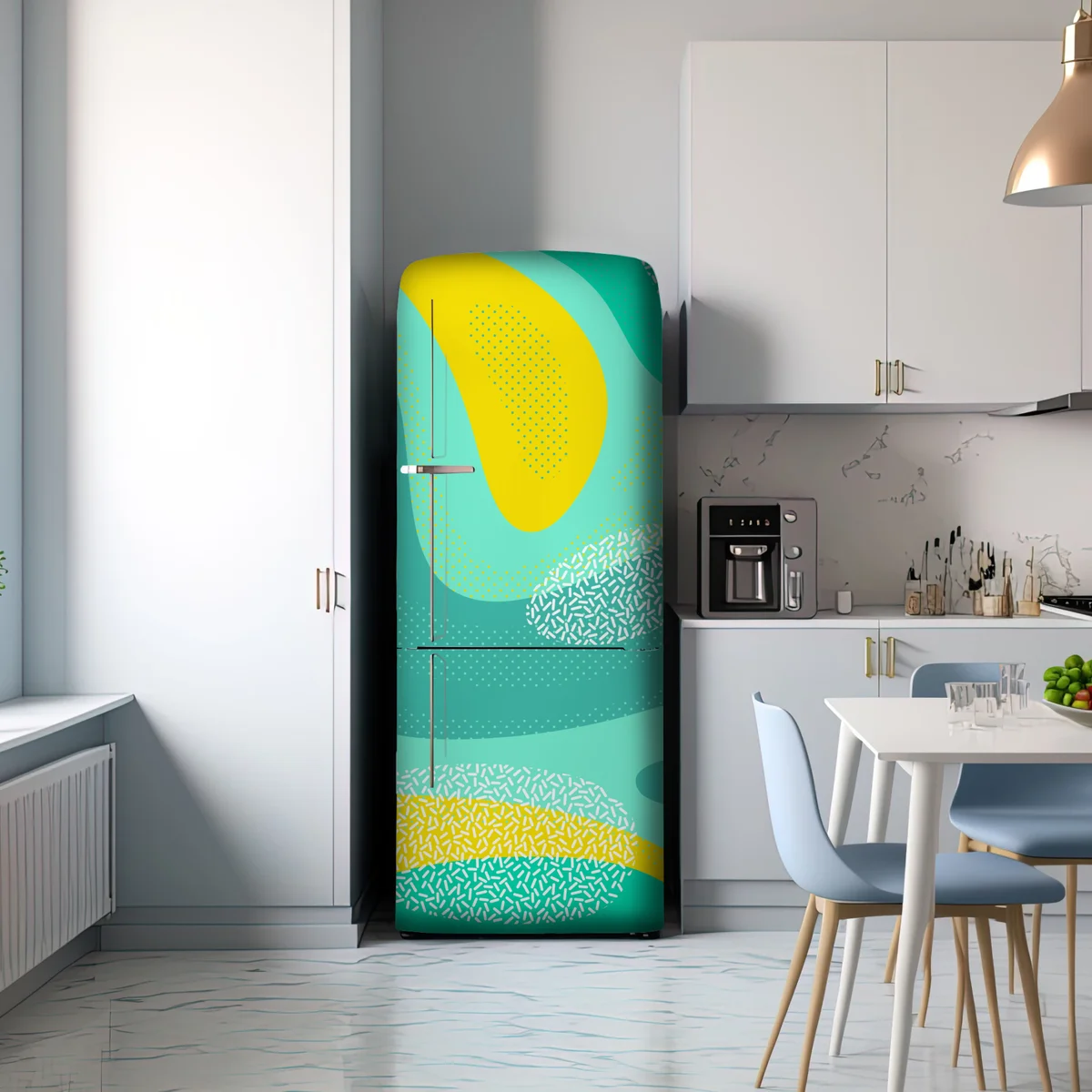 Kühlschrankaufkleber türkis-gelbes abstraktes muster Kühlschrankaufkleber türkis-gelbes abstraktes muster