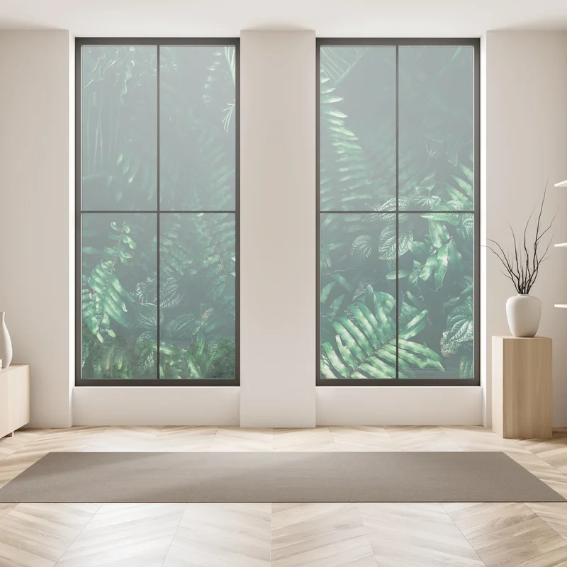 Naklejka na okno bujne tropikalne liście