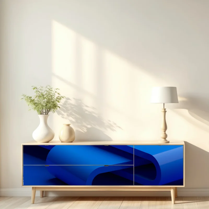 Repositionierbarer Aufkleber minimalistische blaue geometrische schleife Repositionierbarer Aufkleber minimalistische blaue geometrische schleife