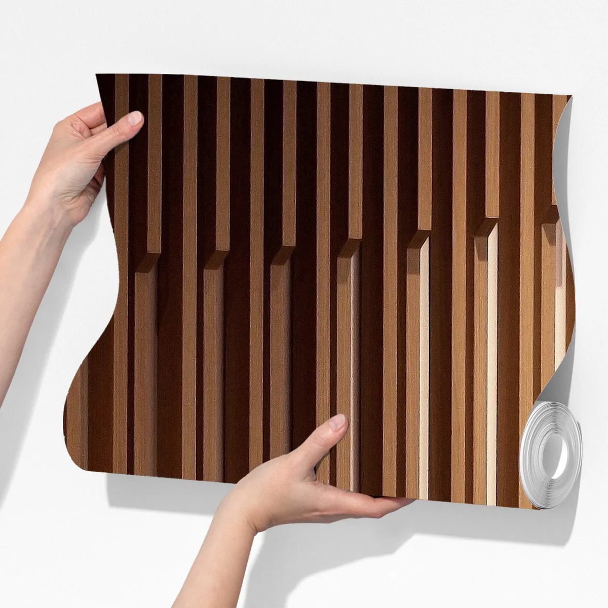 Fototapete warmes muster aus holzlamellen für die wand Fototapete warmes muster aus holzlamellen für die wand