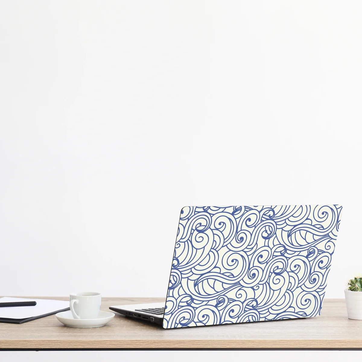 Laptop-Aufkleber nahtloses blaues wirbelmuster Laptop-Aufkleber nahtloses blaues wirbelmuster