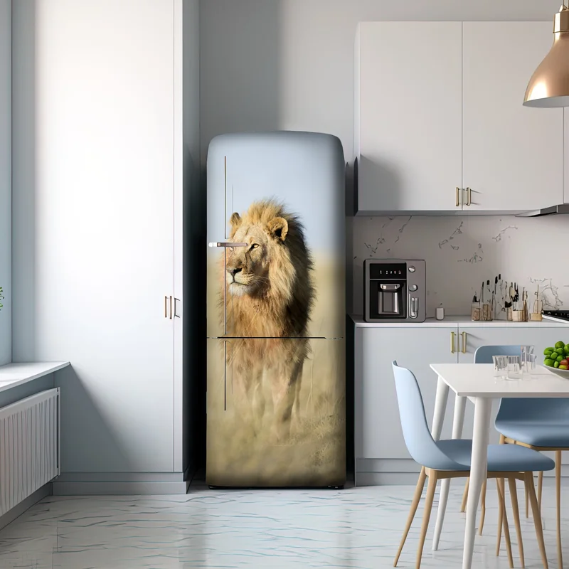Kühlschrankaufkleber majestätischer löwe in der steppe