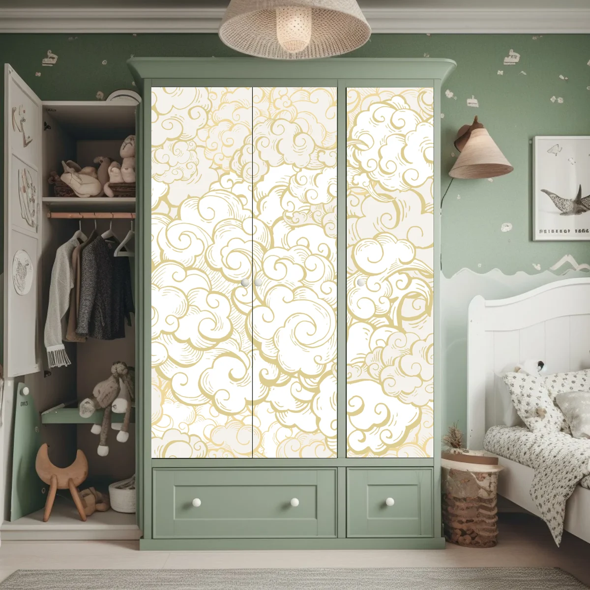 Schrankaufkleber goldenes ornamentales wolkenmuster Schrankaufkleber goldenes ornamentales wolkenmuster