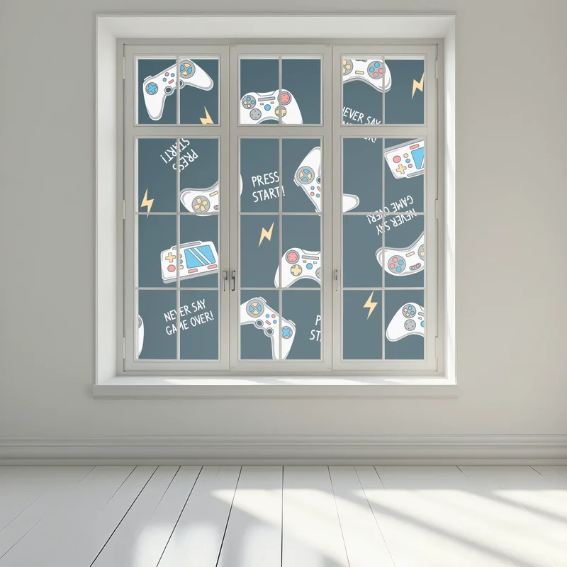 Fensteraufkleber retro-muster mit gamepads