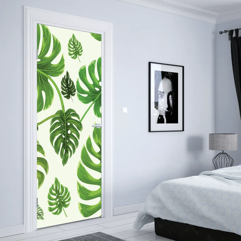 Türaufkleber tropisches monstera-blattmuster