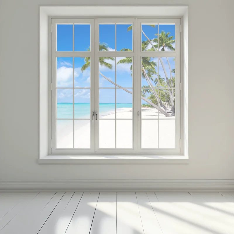 Fensteraufkleber tropischer palmenstrand Fensteraufkleber tropischer palmenstrand