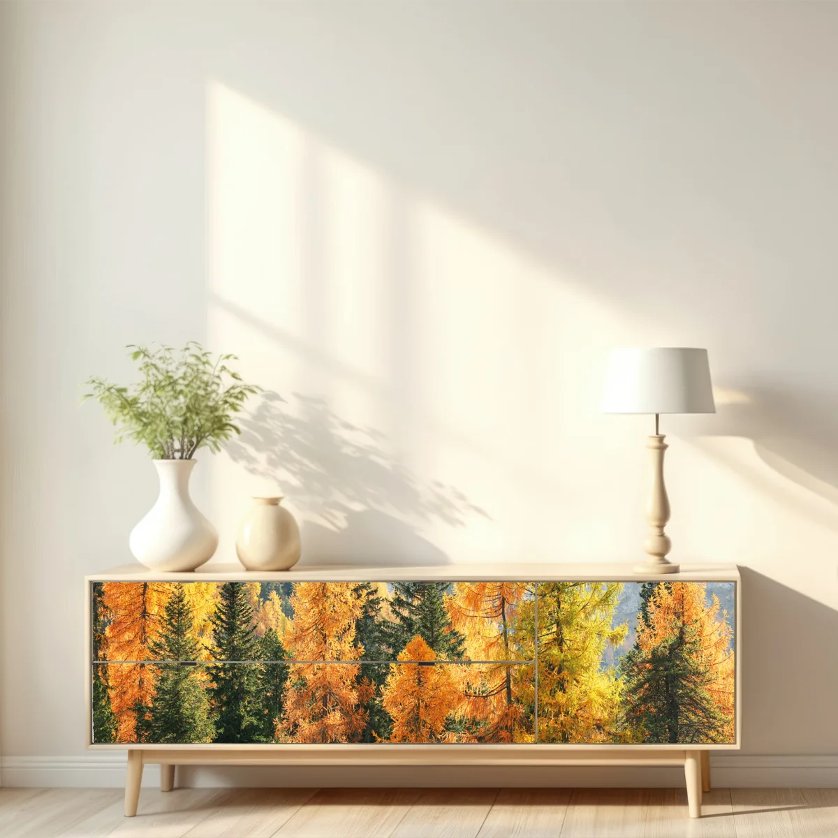 Repositionierbarer Aufkleber goldener herbstlicher lärchenwald Repositionierbarer Aufkleber goldener herbstlicher lärchenwald