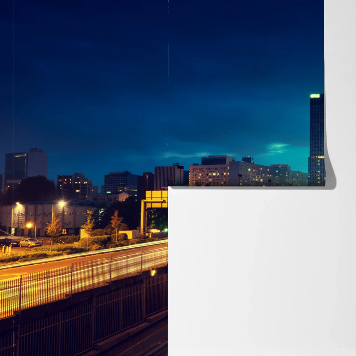 Fototapete La Défense skyline bei dämmerung Fototapete La Défense skyline bei dämmerung