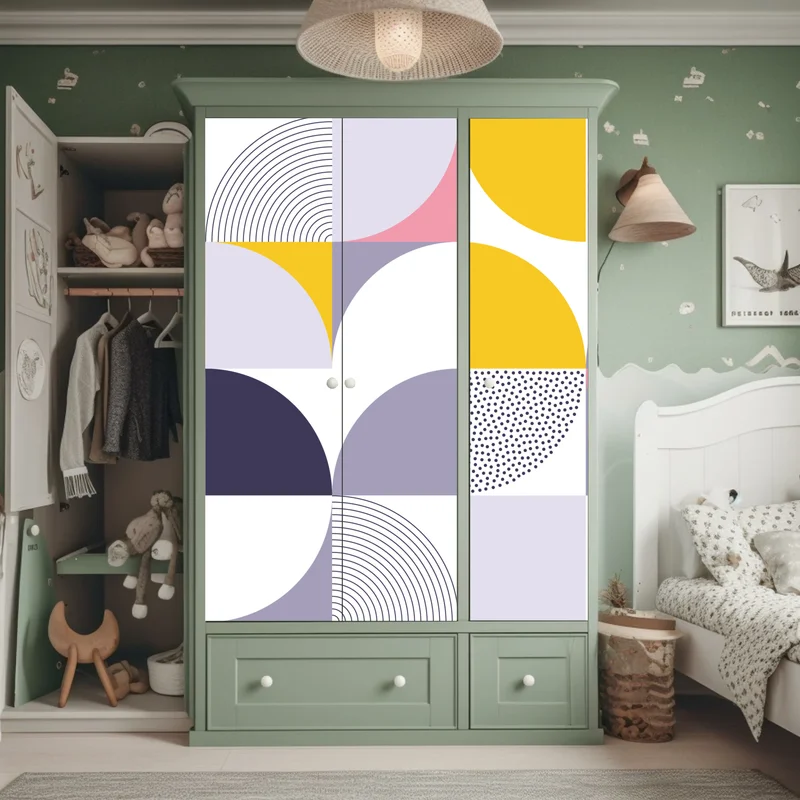 Schrankaufkleber pastellfarbenes geometrisches muster mit halbkreisen