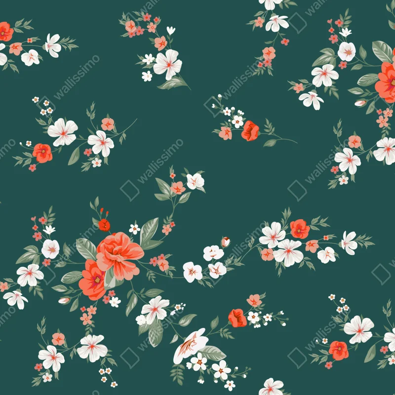 Fototapete vintage korallenblumenmuster auf tiefgrünem hintergrund Fototapete vintage korallenblumenmuster auf tiefgrünem hintergrund