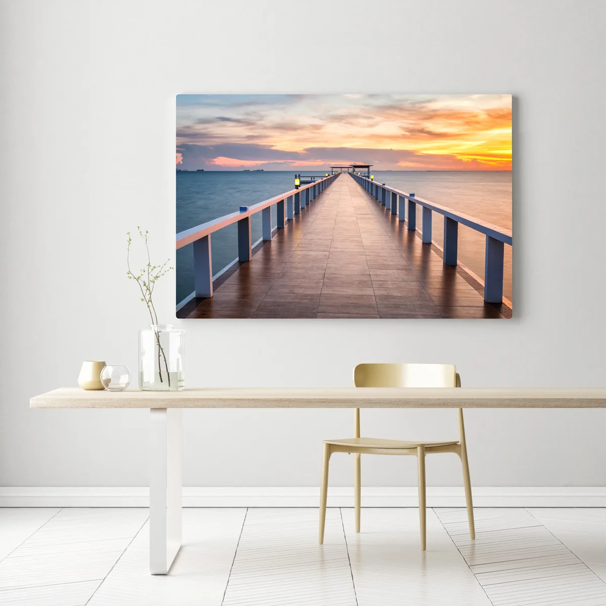 Leinwandbild seebrücke bei sonnenuntergang Leinwandbild seebrücke bei sonnenuntergang