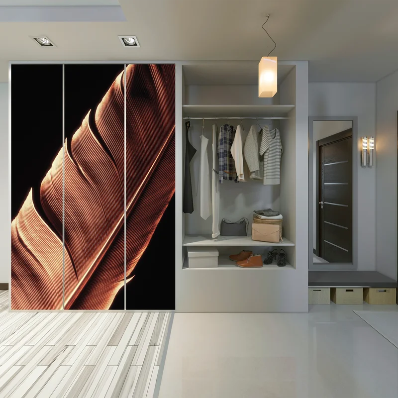 Schrankaufkleber goldene feder makro vor schwarzem hintergrund Schrankaufkleber goldene feder makro vor schwarzem hintergrund