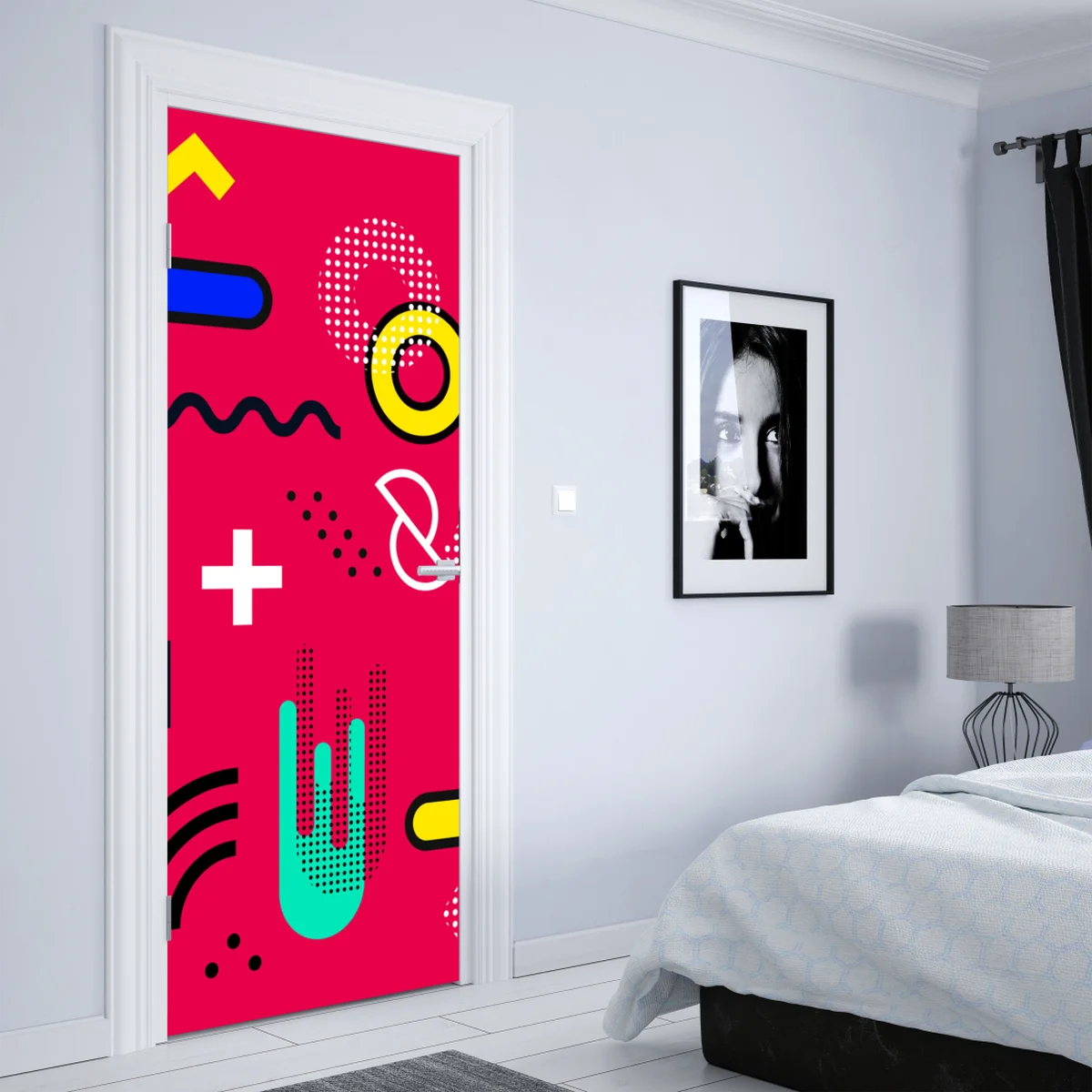 Türaufkleber lebhaftes geometrisches pop-muster Türaufkleber lebhaftes geometrisches pop-muster