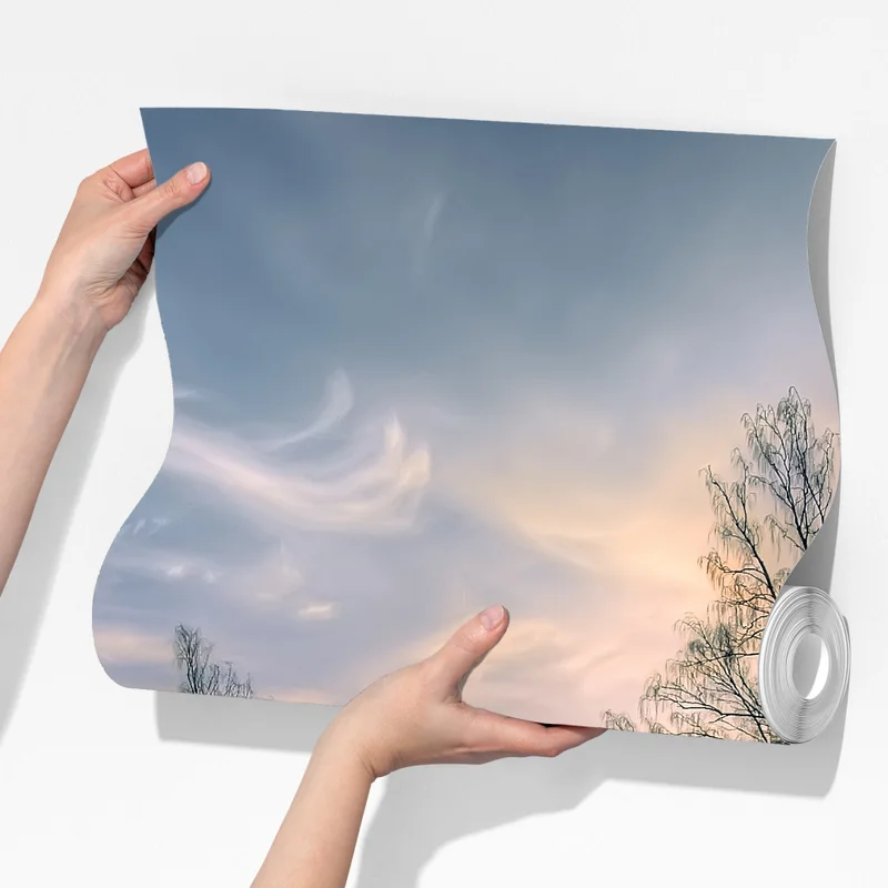 Fototapete vereister see im dämmerlicht mit waldspiegelung Fototapete vereister see im dämmerlicht mit waldspiegelung