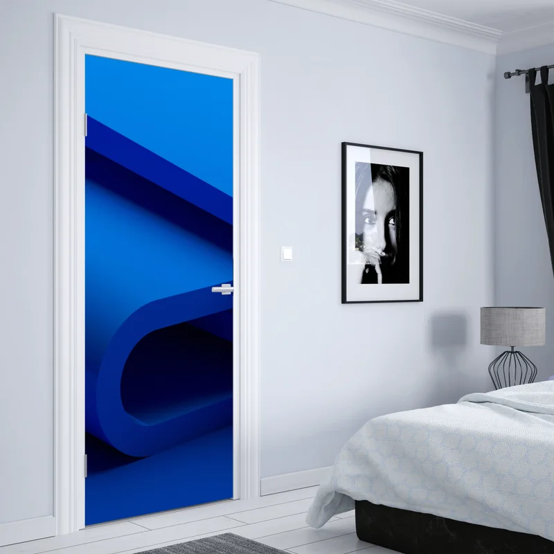 Türaufkleber minimalistische blaue geometrische schleife Türaufkleber minimalistische blaue geometrische schleife