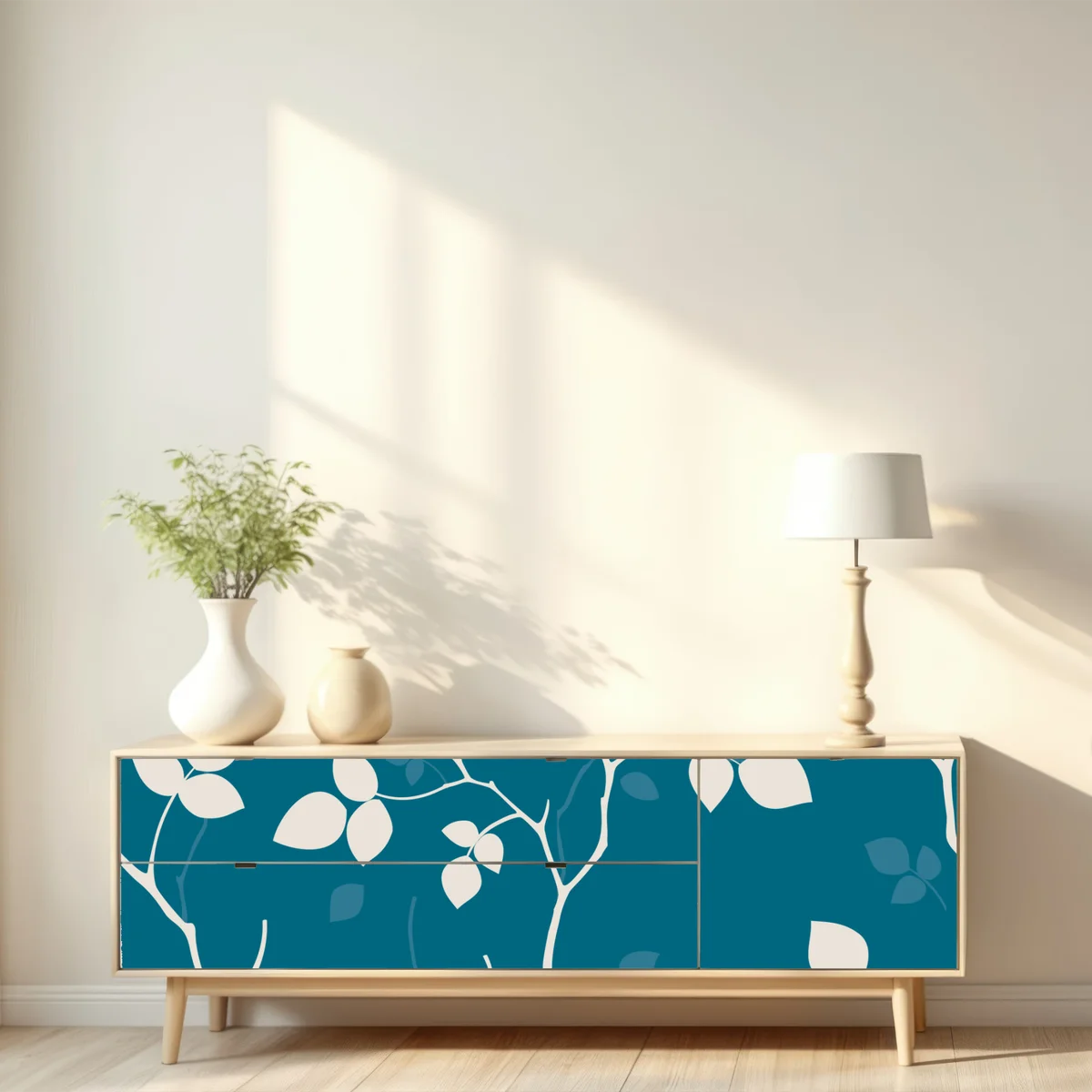 Repositionierbarer Aufkleber türkises botanisches blattmuster Repositionierbarer Aufkleber türkises botanisches blattmuster