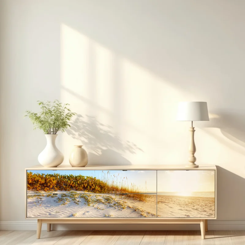 Repositionierbarer Aufkleber sonnenuntergang über sanddünen von Grace Bay Repositionierbarer Aufkleber sonnenuntergang über sanddünen von Grace Bay