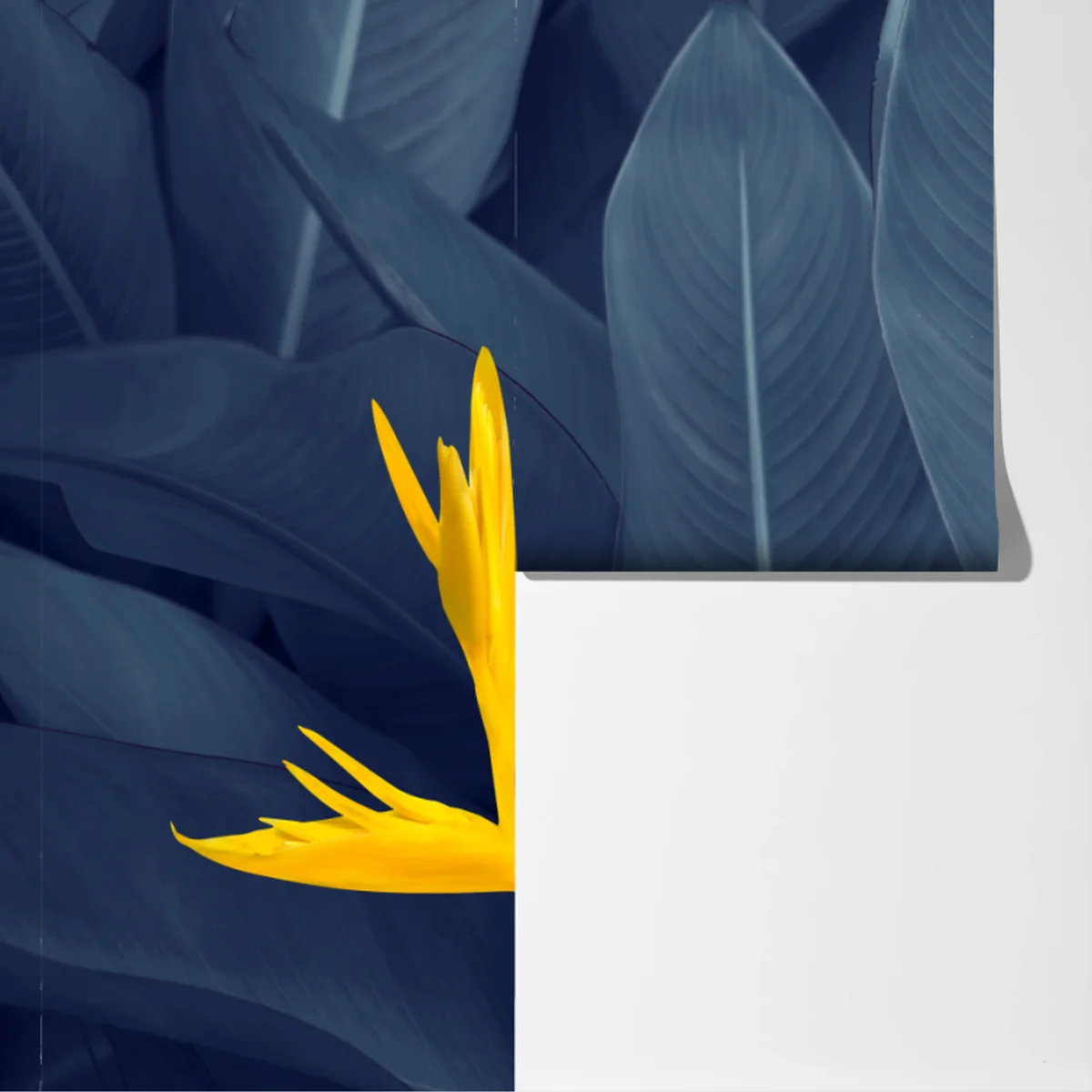 Fototapeta żółta strelicja na niebieskich liściach Fototapeta żółta strelicja na niebieskich liściach