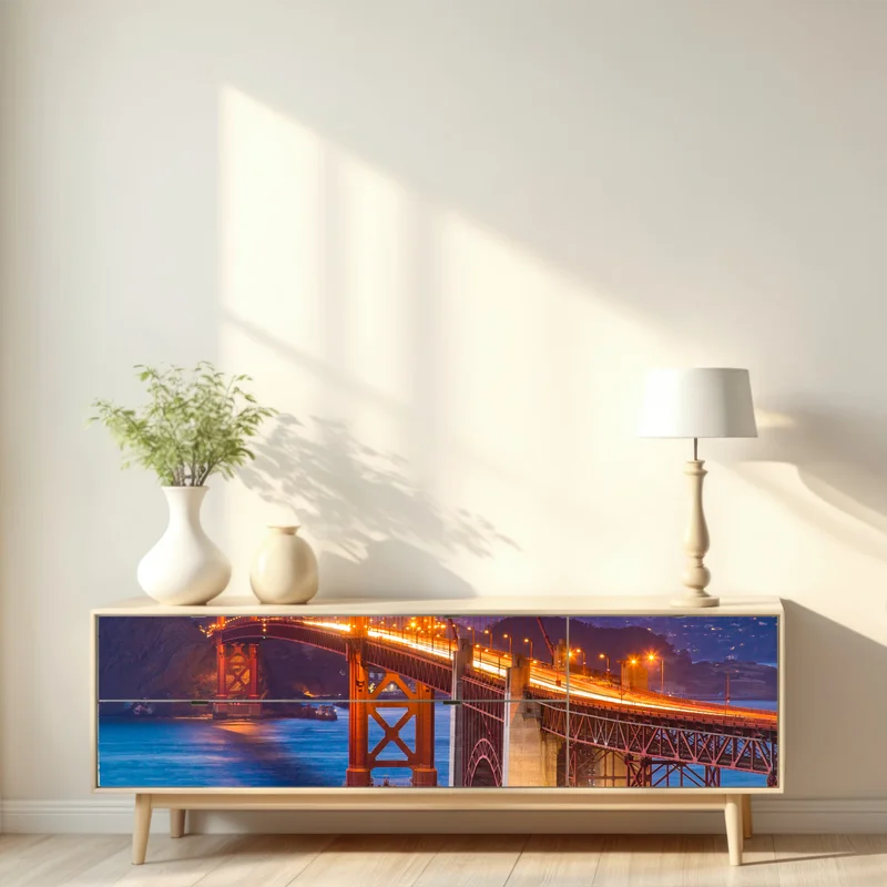 Repositionierbarer Aufkleber golden gate bridge bei dämmerung, San Francisco