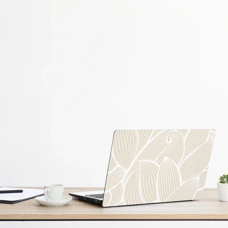 Laptop-Aufkleber zartes beige botanisches muster