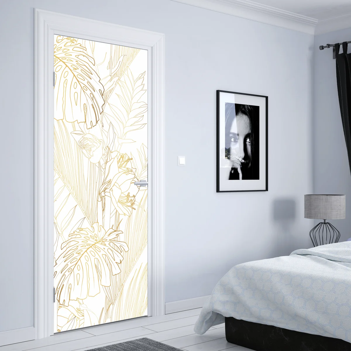 Türaufkleber goldenes tropisches blattmuster Türaufkleber goldenes tropisches blattmuster