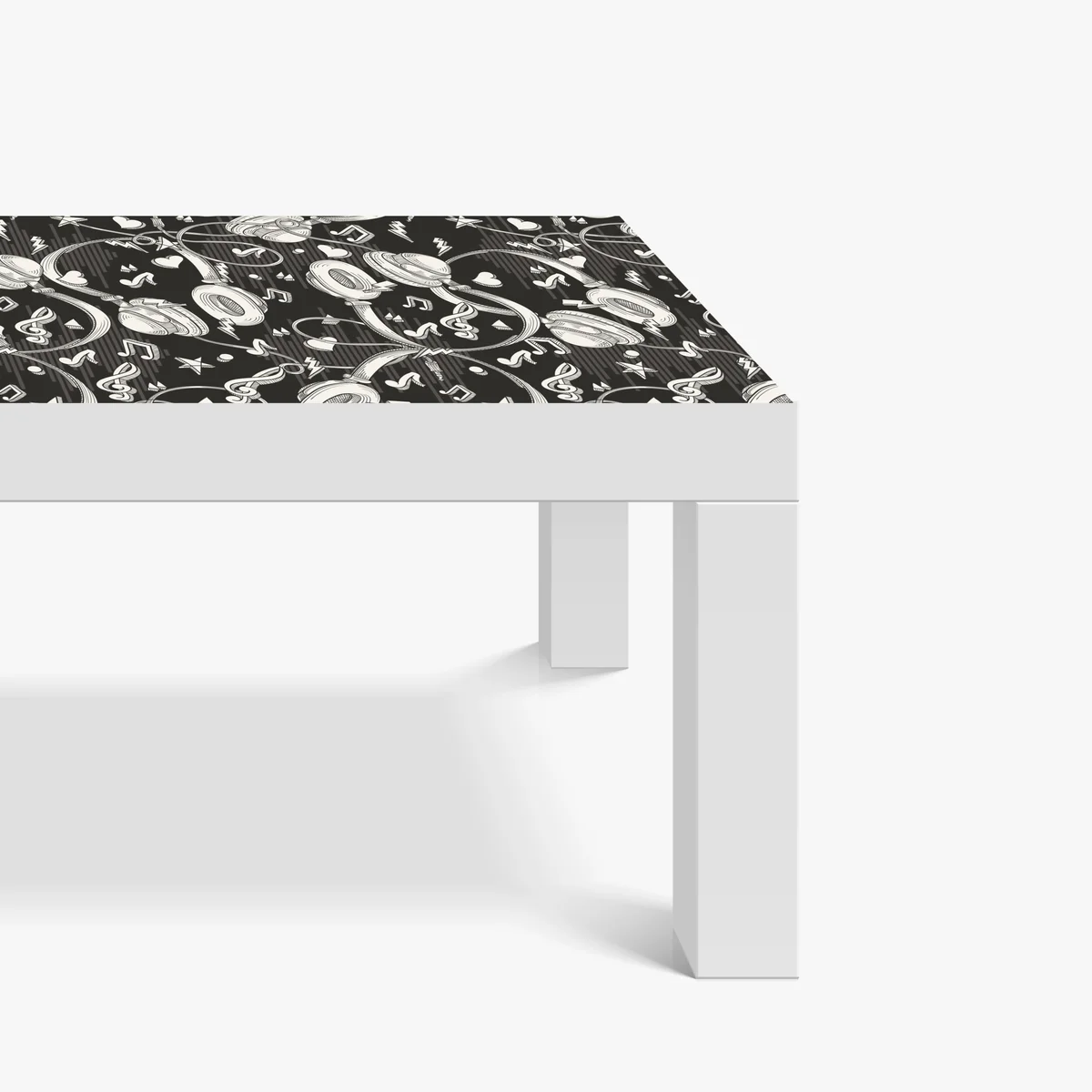 Tischaufkleber und Schreibtischaufkleber monochromatisches muster mit kopfhörern und noten Tischaufkleber und Schreibtischaufkleber monochromatisches muster mit kopfhörern und noten