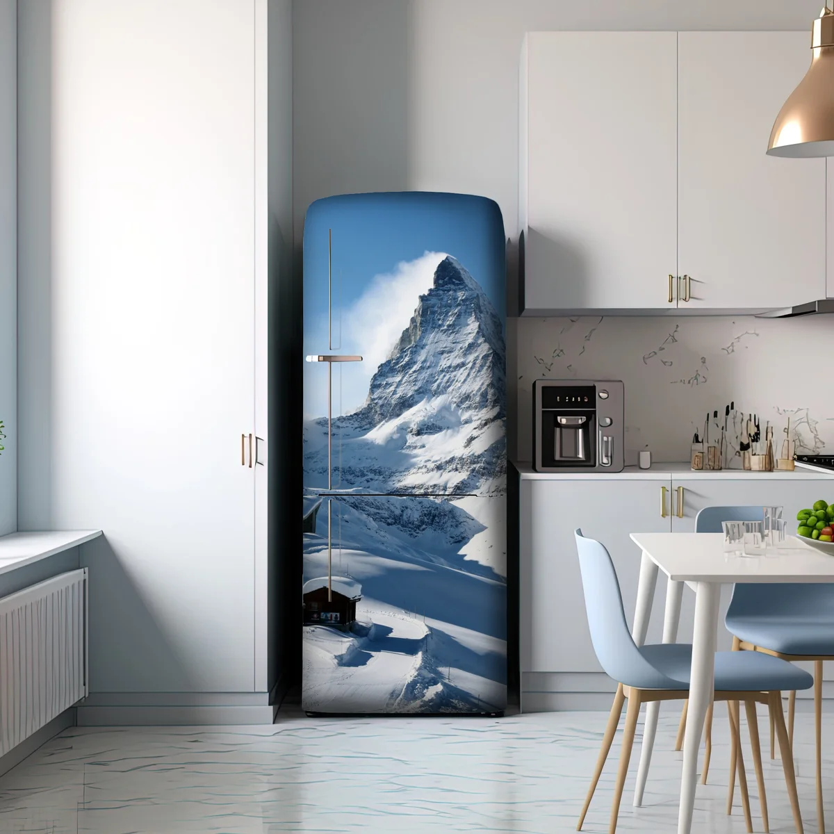 Kühlschrankaufkleber majestätischer alpiner gipfel im winter Kühlschrankaufkleber majestätischer alpiner gipfel im winter