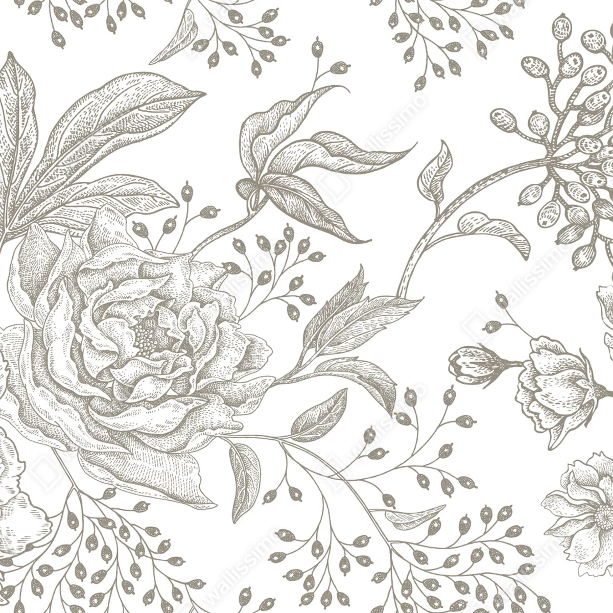 Tischaufkleber und Schreibtischaufkleber zartes botanisches blumenmuster im vintage-stil Tischaufkleber und Schreibtischaufkleber zartes botanisches blumenmuster im vintage-stil